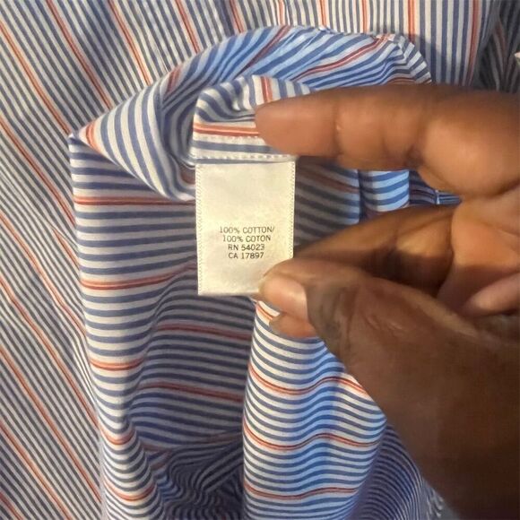 Banana Republic Men's XL Striped Slim Fit Non-Iron Long Sleeve Dress Shirt - Picture 5 of 8